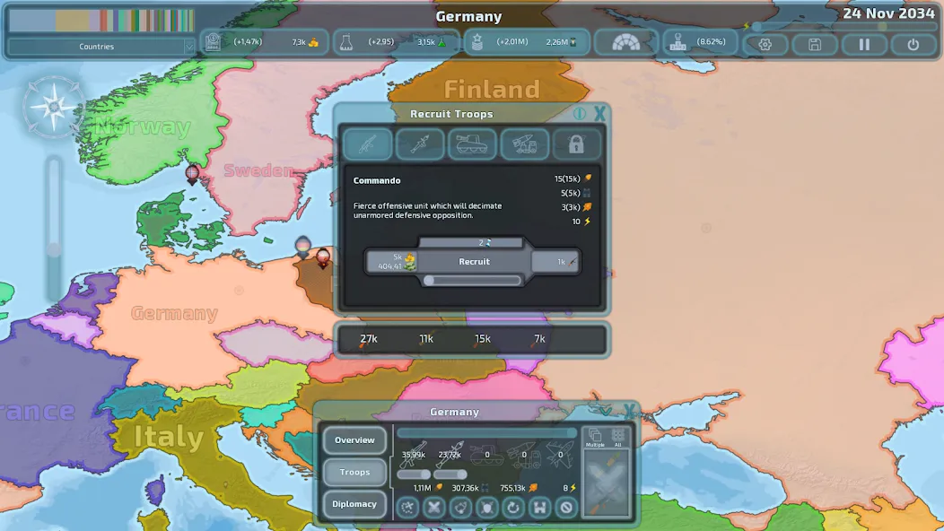 Dummynation [MOD: безлимитные ресурсы и открыты все страны] Screenshot 4