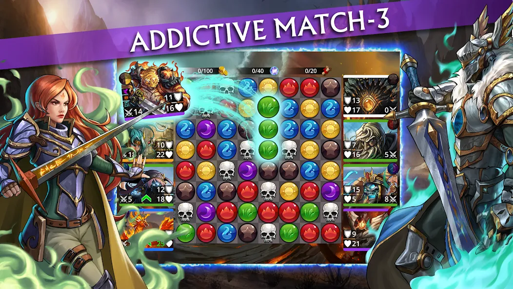 Gems of War - Match 3 RPG [MOD: безлимитные ходы и открыты все герои] Screenshot 1