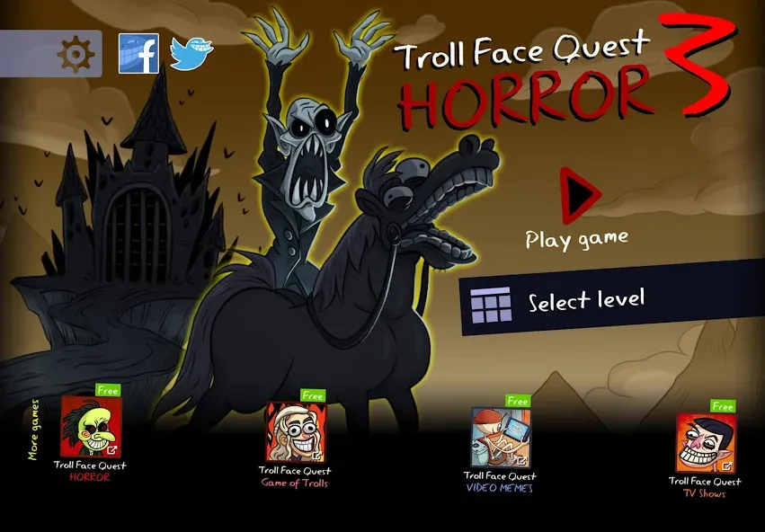 Troll Face Quest: Horror 3 [MOD: безлимитные подсказки и открыты все уровни] Screenshot 1