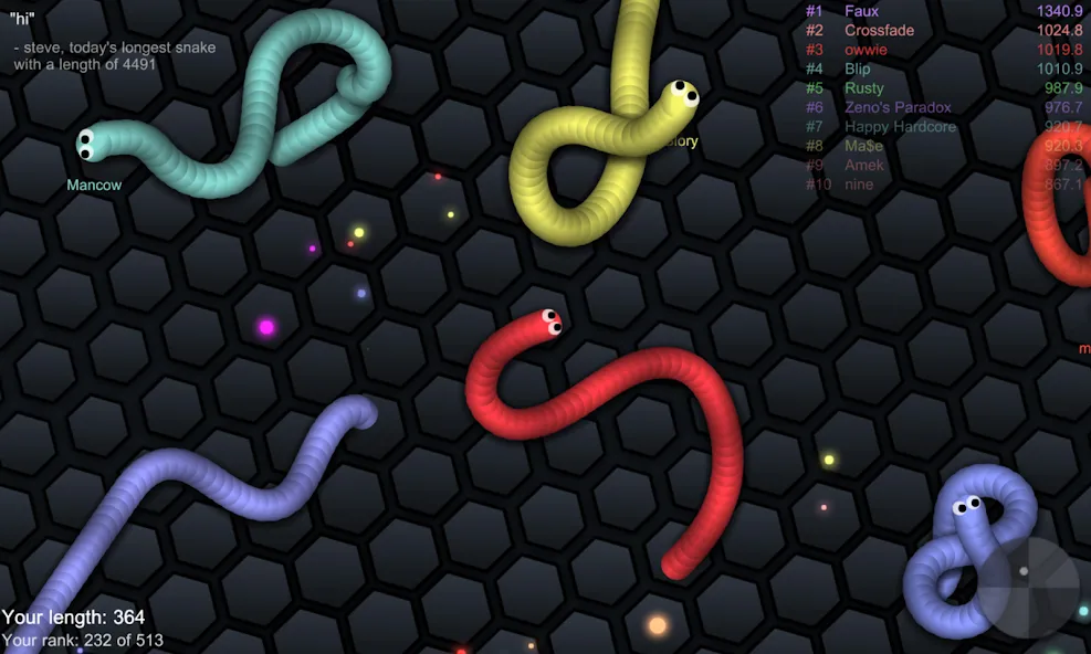 slither.io [MOD: без рекламы и бесконечный рост] Screenshot 3