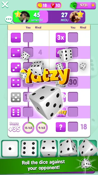 Yatzy Duels Live Tournaments [MOD: безлимитные кубики и все турниры] Screenshot 1