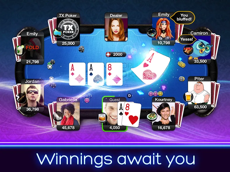 TX Poker - Texas Holdem Poker [MOD: безлимитные фишки и все функции открыты] Screenshot 2