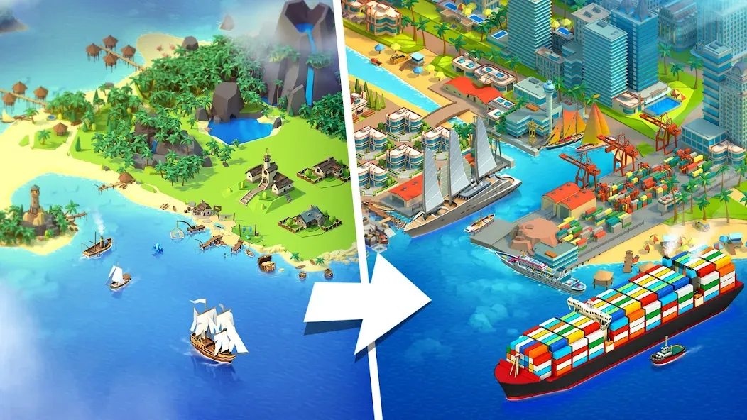 Sea Port: Cargo Boat Tycoon [MOD: безлимитные деньги и ресурсы] Screenshot 1