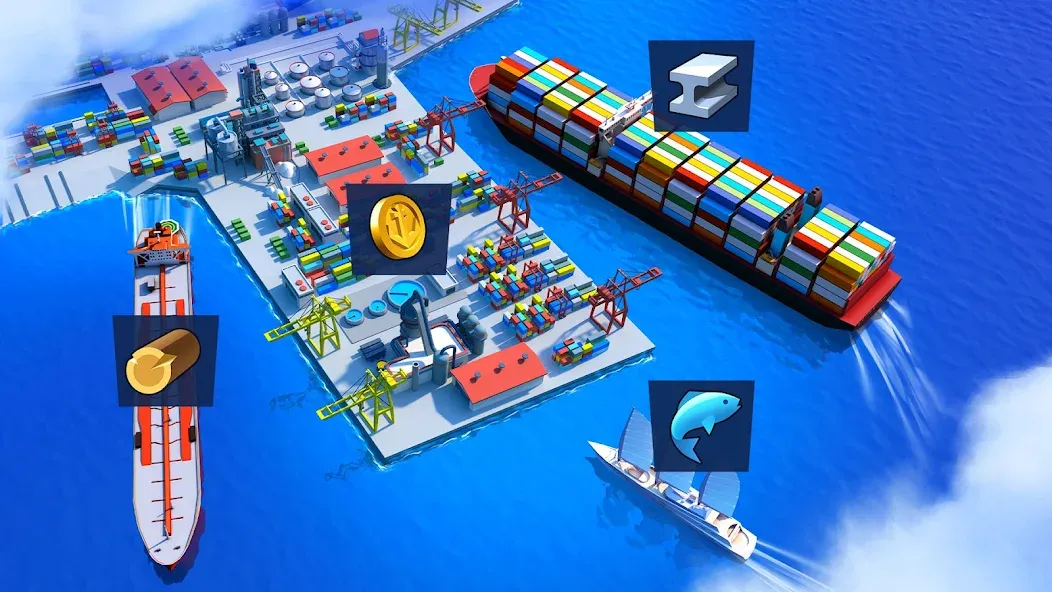 Sea Port: Cargo Boat Tycoon [MOD: безлимитные деньги и ресурсы] Screenshot 5