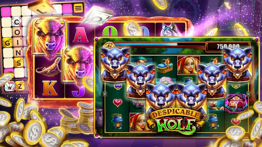 Vegas Downtown Slots &amp; Words [MOD: безлимитные монеты и подсказки] Screenshot 1