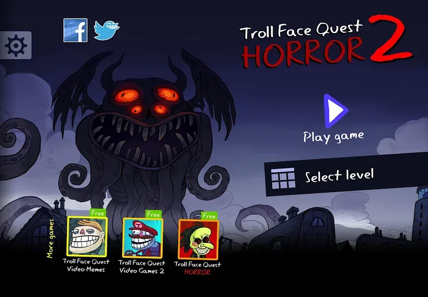 Troll Face Quest: Horror 2 [MOD: безлимитные подсказки и открыты все уровни] Screenshot 1