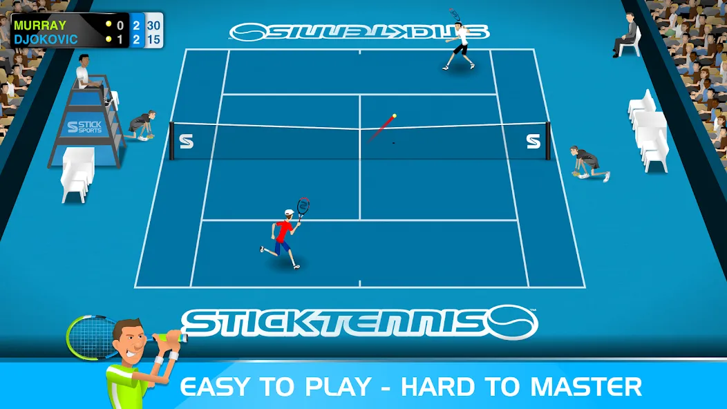 Stick Tennis [MOD: безлимитные деньги и все ракетки] Screenshot 1