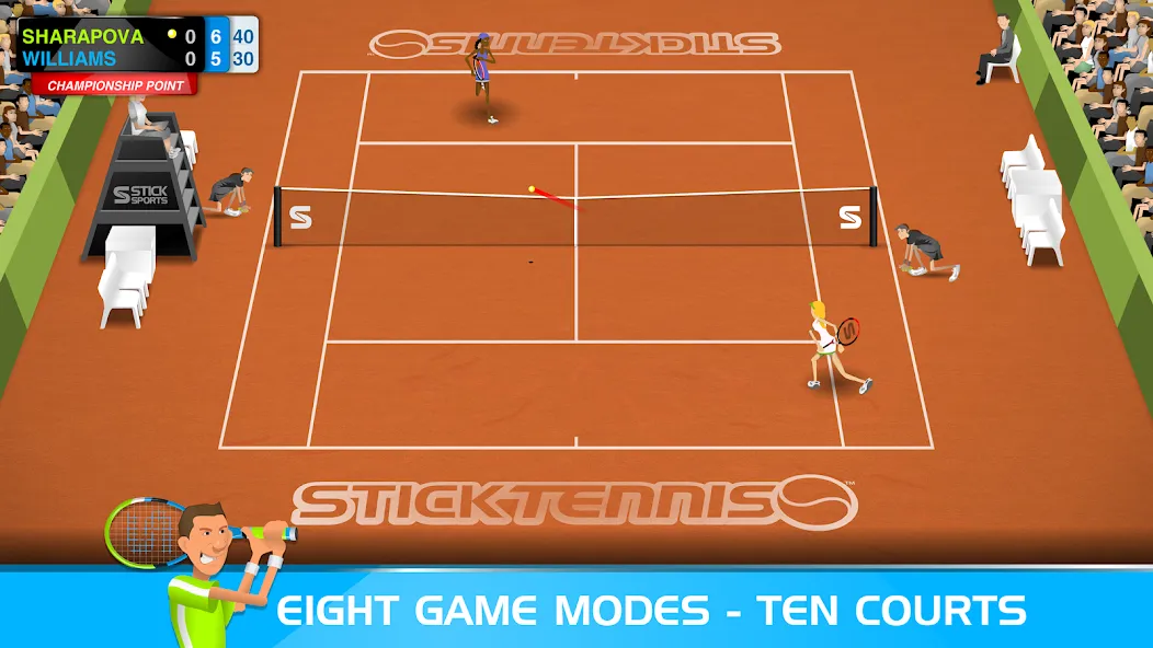 Stick Tennis [MOD: безлимитные деньги и все ракетки] Screenshot 3