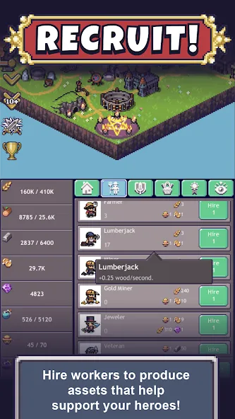 Cave Heroes:Idle Dungeon RPG [MOD: безлимитные ресурсы и усиленные герои] Screenshot 4