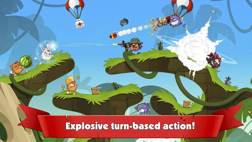 Wormix: PvP Tactical Shooter [MOD: безлимитные ресурсы и мощное оружие] Screenshot 1