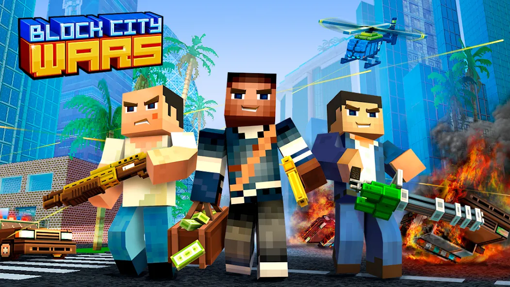 Block City Wars: Pixel Shooter [MOD: безлимитные деньги и оружие] Screenshot 1