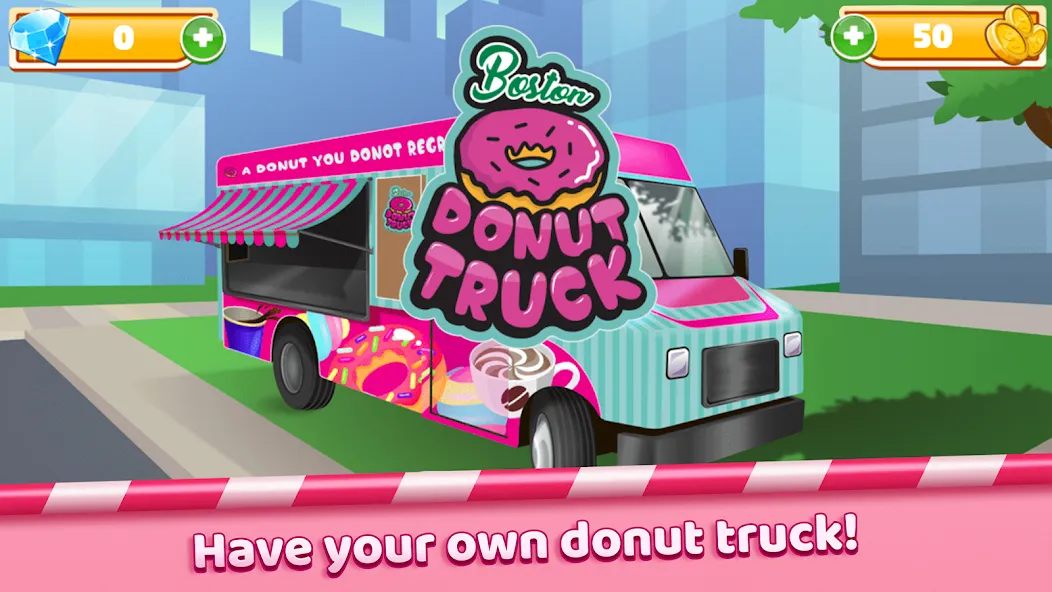 Boston Donut Truck: Food Game [MOD: безлимитные деньги и ресурсы] Screenshot 1