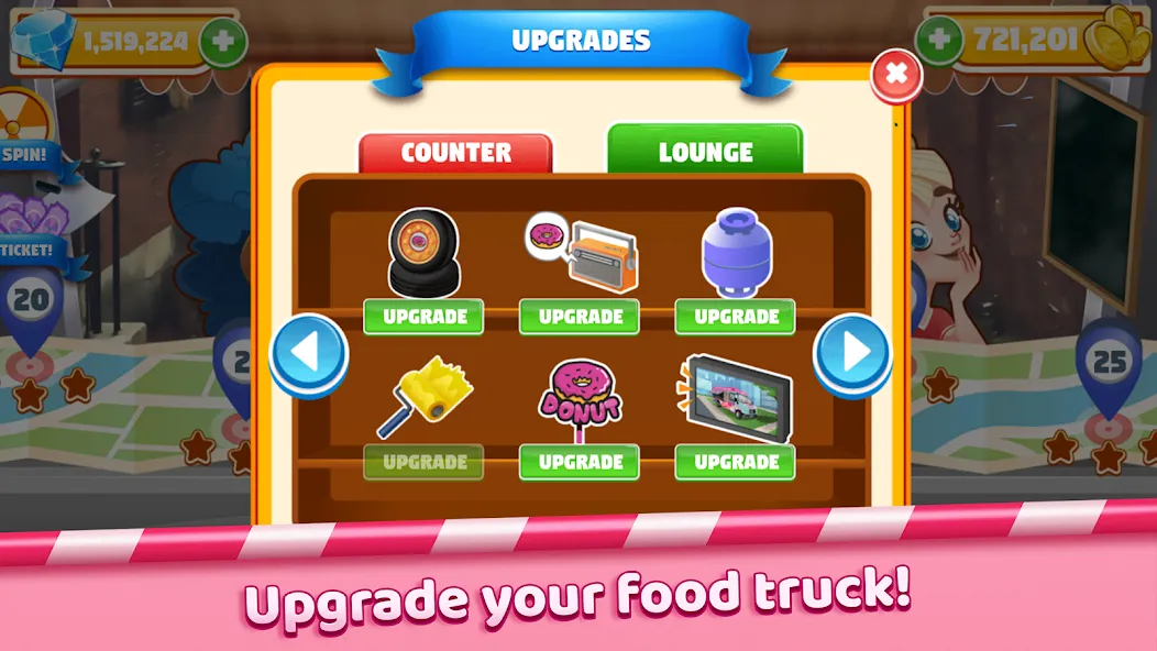 Boston Donut Truck: Food Game [MOD: безлимитные деньги и ресурсы] Screenshot 3