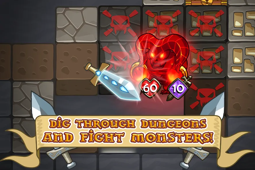 Mine Quest: Battle Dungeon RPG [MOD: безлимитные ресурсы и усиленные герои] Screenshot 3