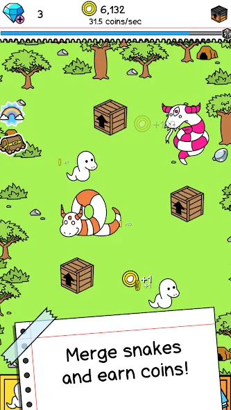 Snake Evolution: Idle Merge IO [MOD: безлимитные деньги и усиленные змеи] Screenshot 2