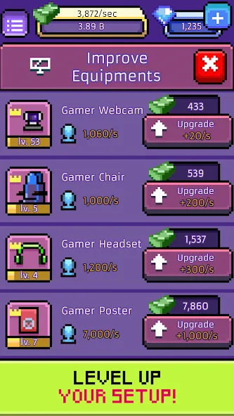 xStreamer: Idle Simulator Game [MOD: безлимитные деньги и быстрый прогресс] Screenshot 3