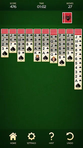 Spider Solitaire: Card Game [MOD: без рекламы и безлимитные подсказки] Screenshot 2
