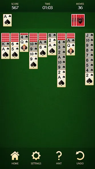 Spider Solitaire: Card Game [MOD: без рекламы и безлимитные подсказки] Screenshot 3