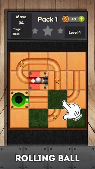 Rolling ball - slide puzzle [MOD: без рекламы и все уровни открыты] Screenshot 1