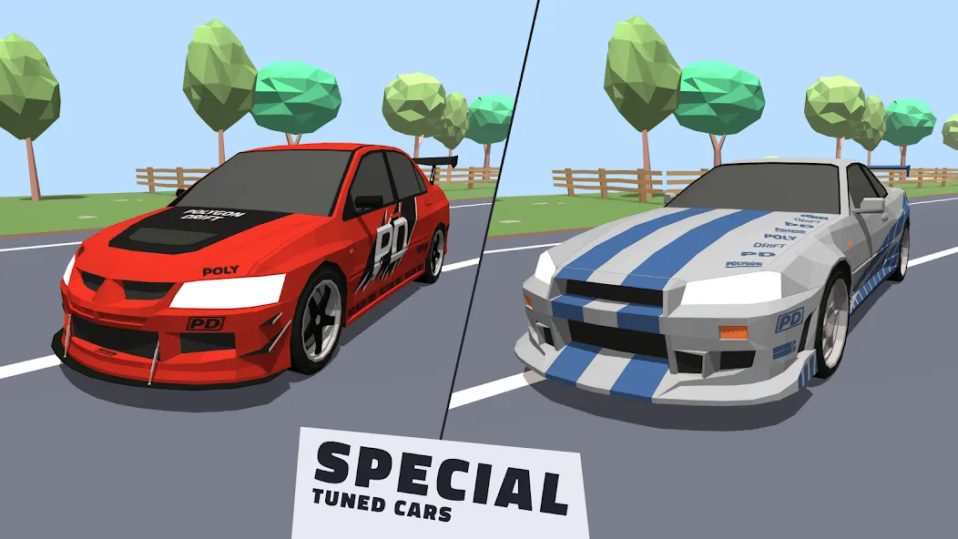 Polygon Drift: Traffic Racing [MOD: без рекламы и открыты машины] Screenshot 1