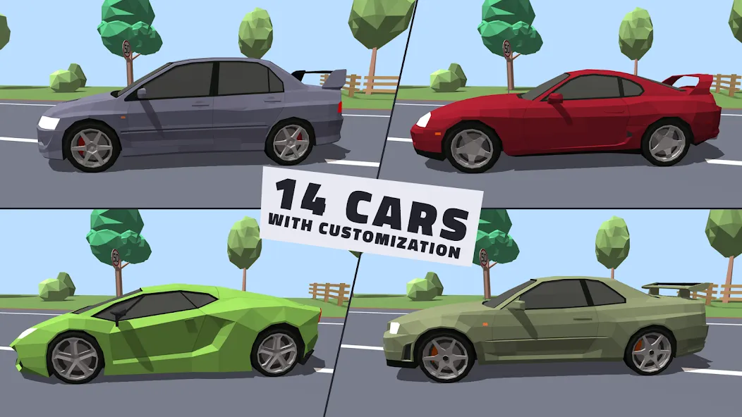 Polygon Drift: Traffic Racing [MOD: без рекламы и открыты машины] Screenshot 2