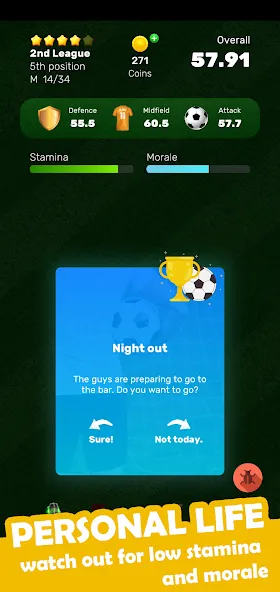 Football Career Soccer Legend [MOD: безлимитные деньги и опыт] Screenshot 3