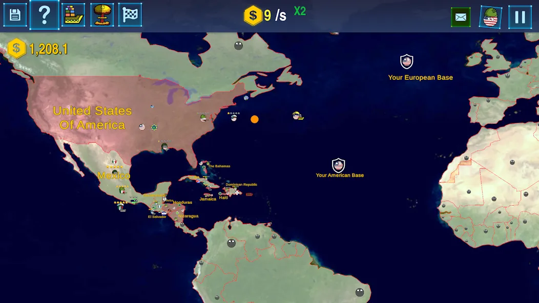 Countryballs: World War Simula [MOD: безлимитные ресурсы и все страны открыты] Screenshot 1