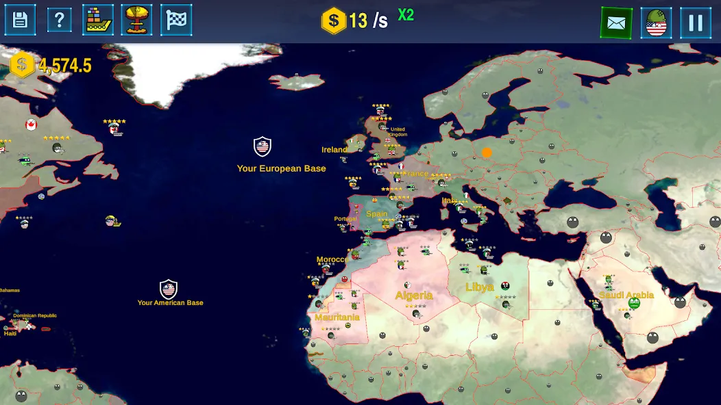 Countryballs: World War Simula [MOD: безлимитные ресурсы и все страны открыты] Screenshot 3