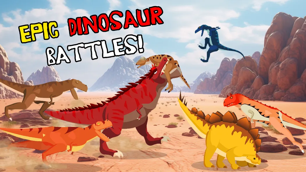 T-Rex Fights Dinosaurs [MOD: безлимитное здоровье и урон] Screenshot 1