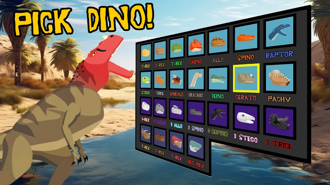 T-Rex Fights Dinosaurs [MOD: безлимитное здоровье и урон] Screenshot 2