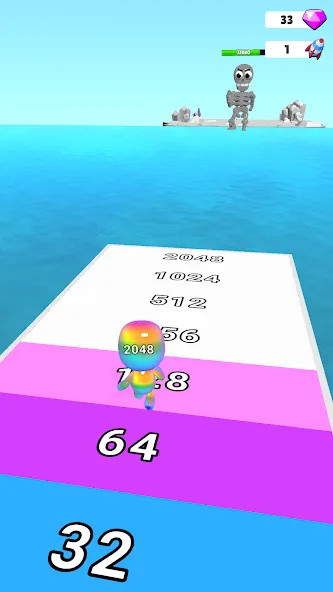 Man Runner 2048: Run and Merge [MOD: безлимитные монеты и усиленные персонажи] Screenshot 3