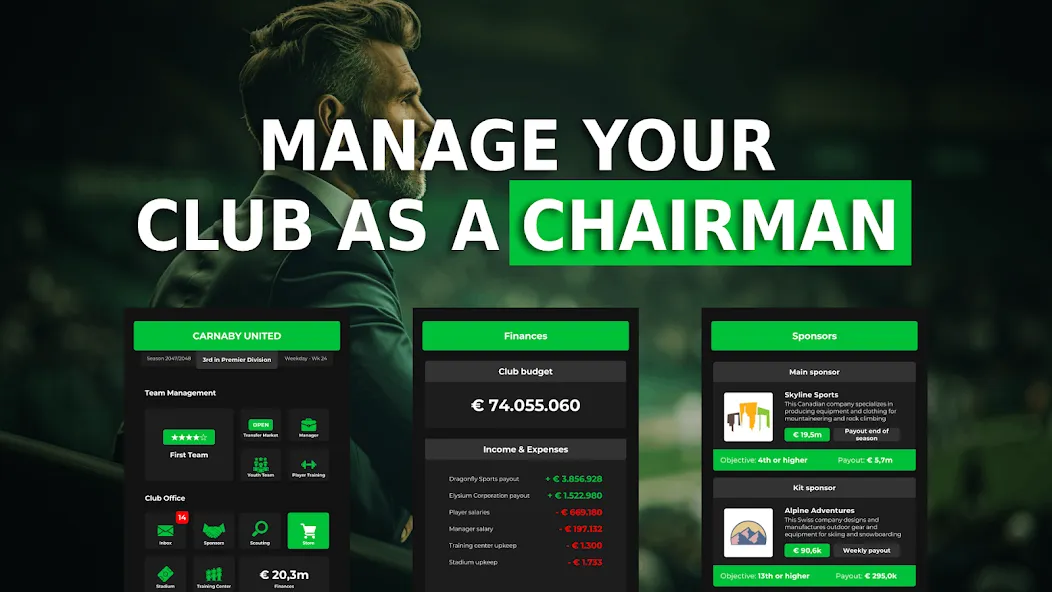 Club Boss - Soccer Game [MOD: безлимитные деньги и ресурсы] Screenshot 1