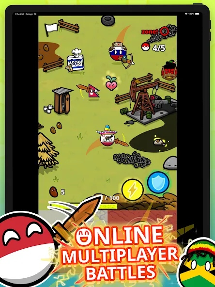 Countryball Potato Mayhem [MOD: безлимитные монеты и все улучшения] Screenshot 5