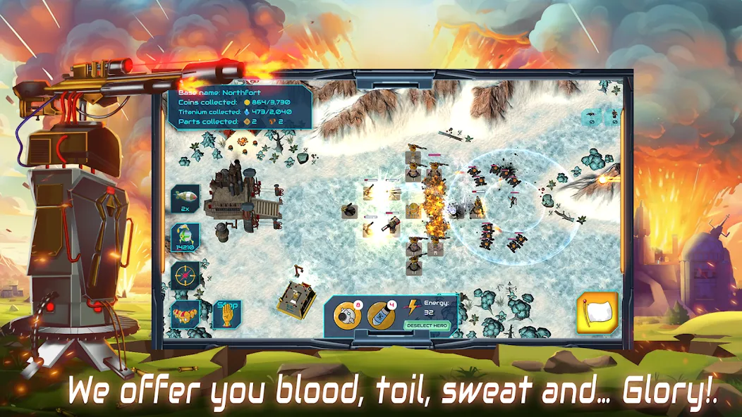 Boulder Base: Defense Strategy [MOD: безлимитные ресурсы и усиленная база] Screenshot 3