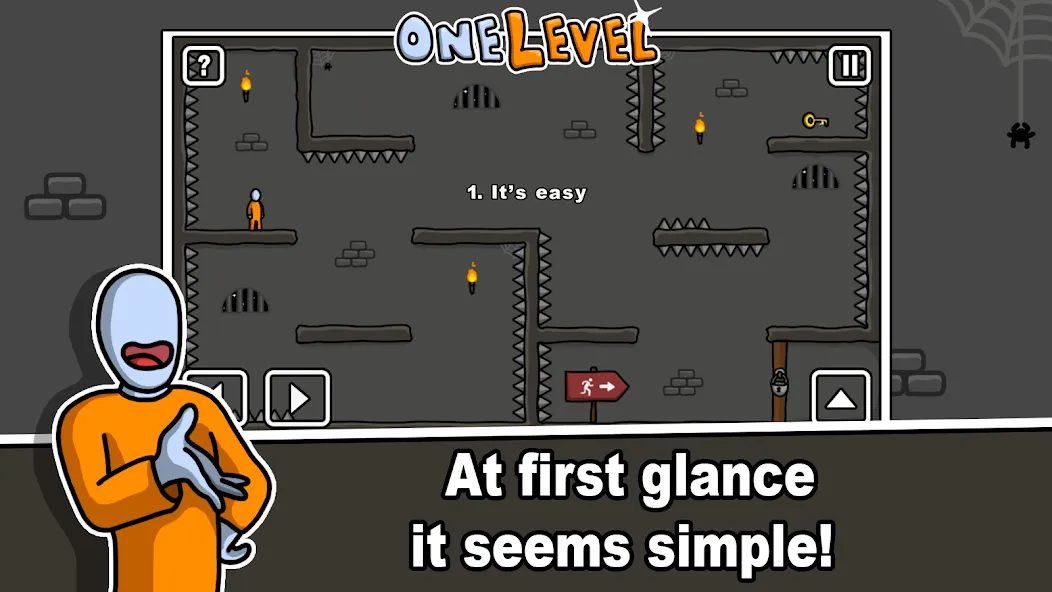 One Level: Stickman Jailbreak [MOD: открыты все уровни и подсказки] Screenshot 1