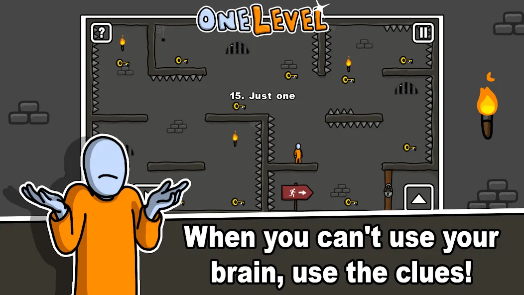 One Level: Stickman Jailbreak [MOD: открыты все уровни и подсказки] Screenshot 5