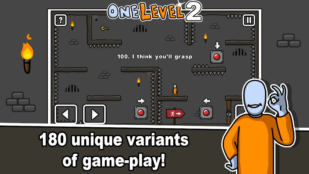 One Level 2 Stickman Jailbreak [MOD: открыты все уровни и подсказки] Screenshot 2
