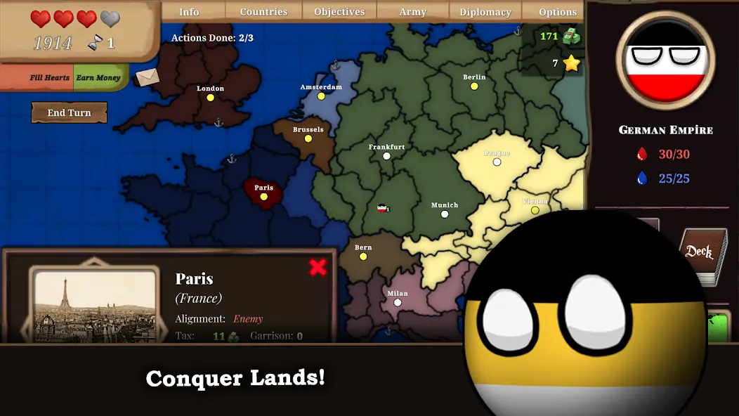 Countryball: Europe 1890 [MOD: безлимитные ресурсы и открыты все страны] Screenshot 2
