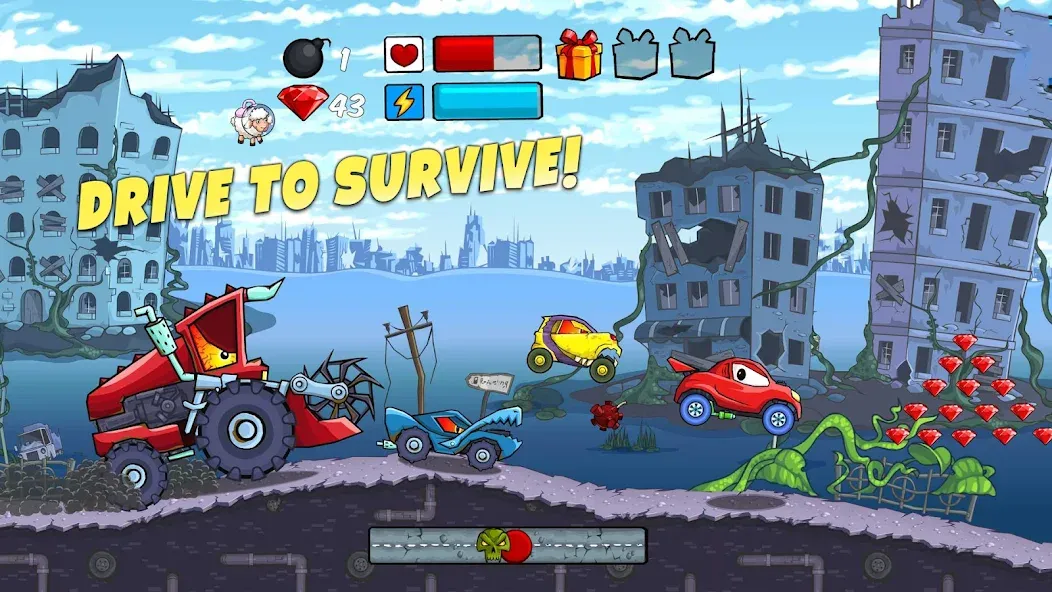 Car Eats Car - Apocalypse Race [MOD: безлимитные деньги и топливо] Screenshot 1