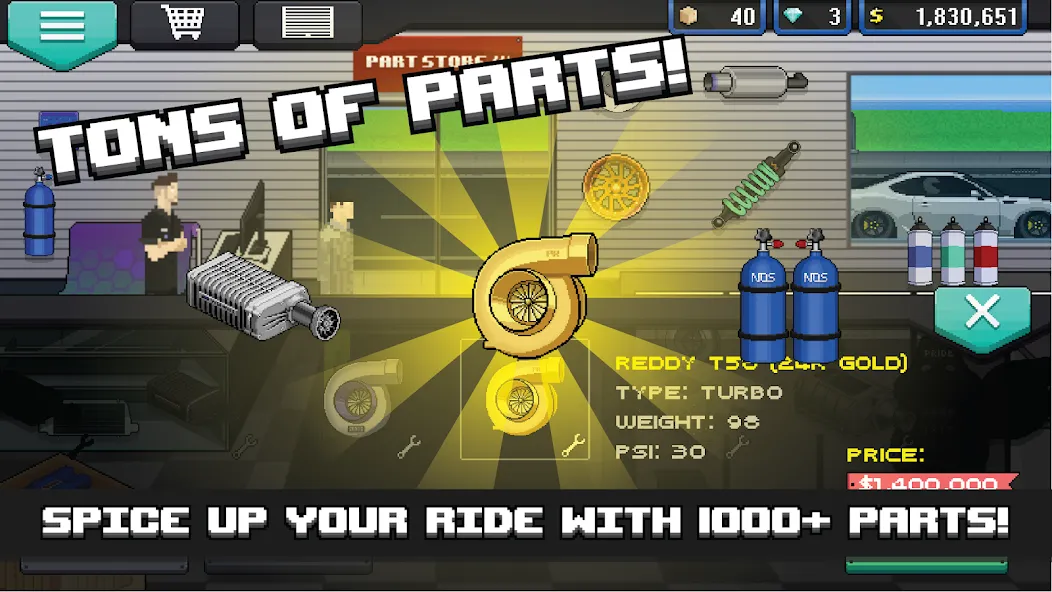 Pixel Car Racer [MOD: безлимитные деньги и топливо] Screenshot 2