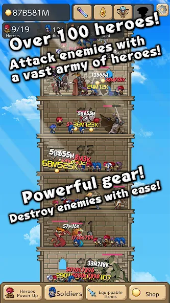 Tower of Hero [MOD: безлимитные ресурсы и усиленные герои] Screenshot 2