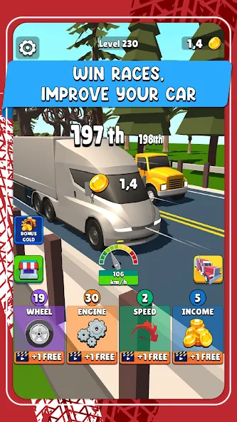 Idle Truck Racing : Cybertruck [MOD: безлимитные деньги и топливо] Screenshot 2
