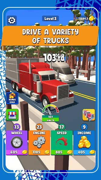 Idle Truck Racing : Cybertruck [MOD: безлимитные деньги и топливо] Screenshot 3
