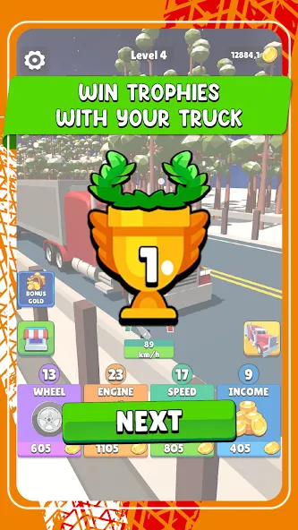 Idle Truck Racing : Cybertruck [MOD: безлимитные деньги и топливо] Screenshot 4