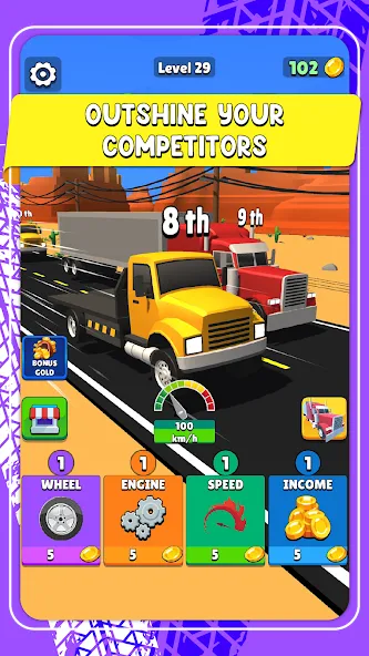Idle Truck Racing : Cybertruck [MOD: безлимитные деньги и топливо] Screenshot 5
