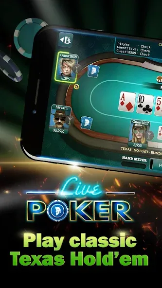 Live Poker Tables–Texas holdem [MOD: безлимитные фишки и все столы] Screenshot 1