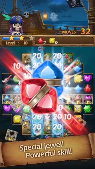 Jewels Ghost Ship: jewel games [MOD: безлимитные жизни и бустеры] Screenshot 1