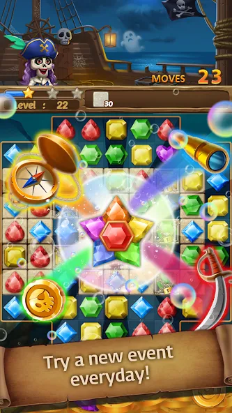 Jewels Ghost Ship: jewel games [MOD: безлимитные жизни и бустеры] Screenshot 2