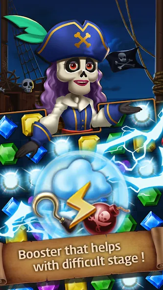 Jewels Ghost Ship: jewel games [MOD: безлимитные жизни и бустеры] Screenshot 4