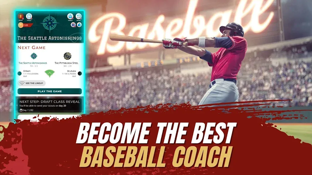 Astonishing Baseball Manager [MOD: безлимитные деньги и все функции] Screenshot 1